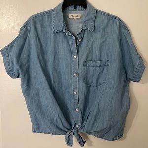 Madewell Chambray Denim Tie Shirt Medium